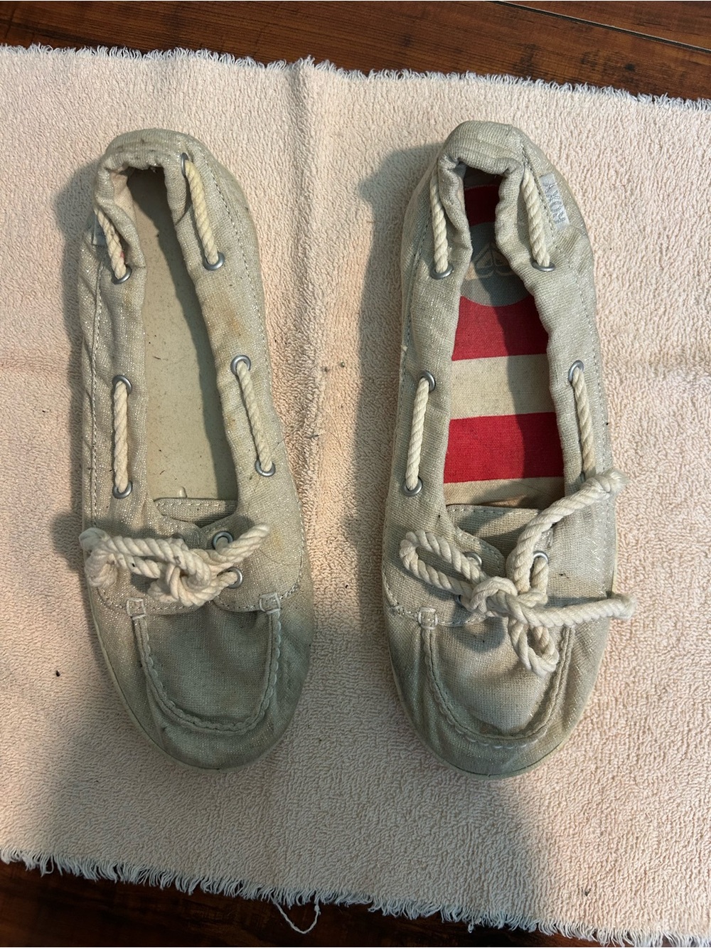 Roxy Cream Canvas Moccasins with Rope Laces